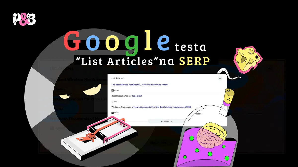 Google Search testando lista de artigos (list articles) na SERP